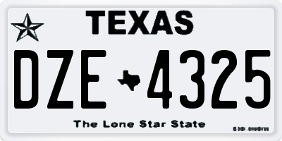 TX license plate DZE4325