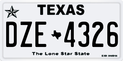 TX license plate DZE4326