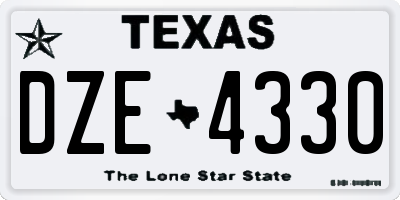 TX license plate DZE4330
