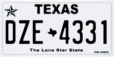 TX license plate DZE4331