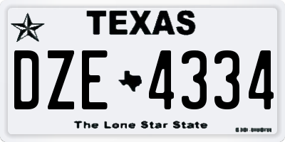 TX license plate DZE4334