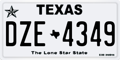 TX license plate DZE4349