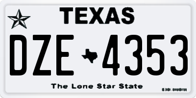 TX license plate DZE4353