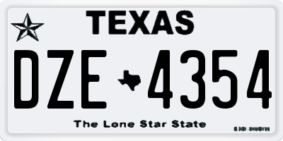 TX license plate DZE4354
