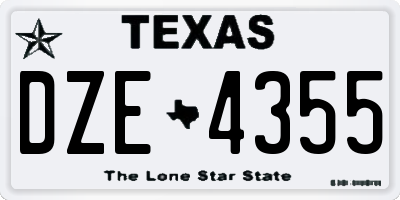 TX license plate DZE4355