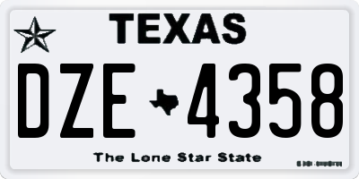 TX license plate DZE4358