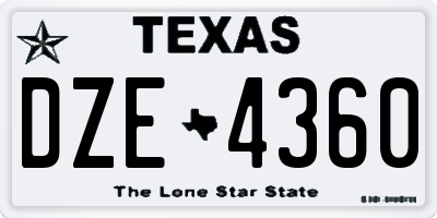 TX license plate DZE4360