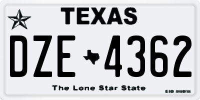 TX license plate DZE4362