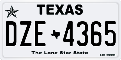 TX license plate DZE4365
