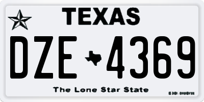 TX license plate DZE4369