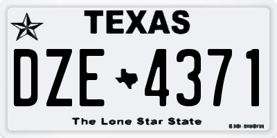 TX license plate DZE4371