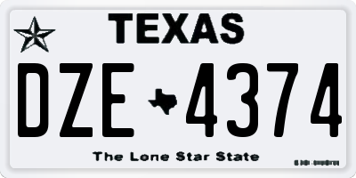TX license plate DZE4374