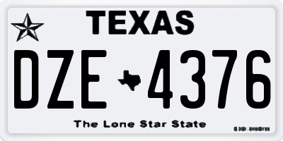 TX license plate DZE4376
