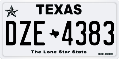 TX license plate DZE4383