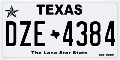 TX license plate DZE4384