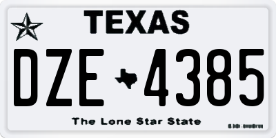 TX license plate DZE4385