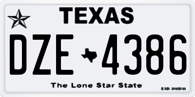TX license plate DZE4386