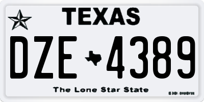 TX license plate DZE4389