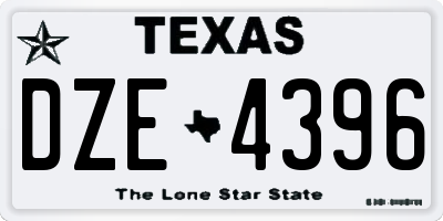TX license plate DZE4396