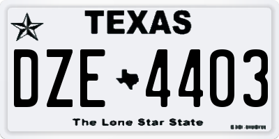 TX license plate DZE4403