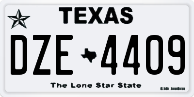 TX license plate DZE4409