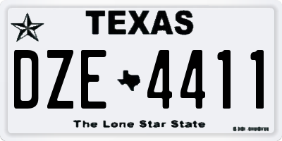 TX license plate DZE4411