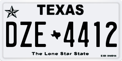 TX license plate DZE4412