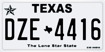 TX license plate DZE4416