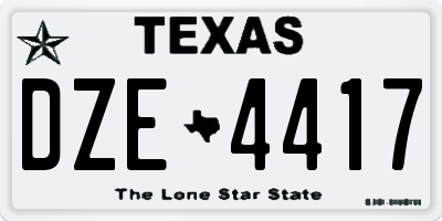 TX license plate DZE4417