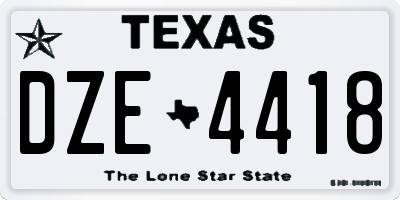TX license plate DZE4418