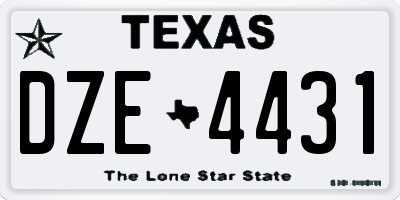 TX license plate DZE4431
