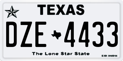 TX license plate DZE4433
