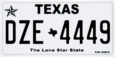 TX license plate DZE4449
