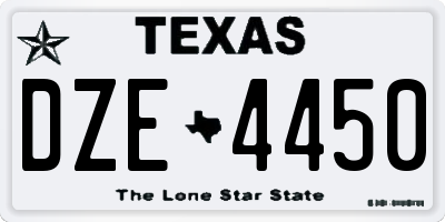 TX license plate DZE4450