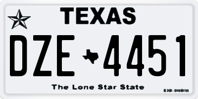TX license plate DZE4451