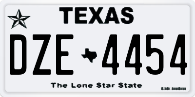 TX license plate DZE4454