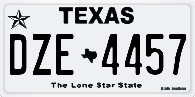 TX license plate DZE4457