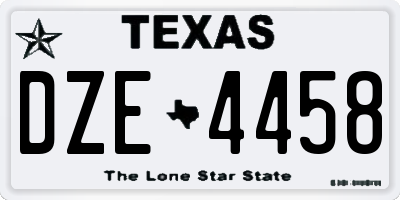 TX license plate DZE4458