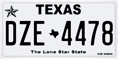 TX license plate DZE4478