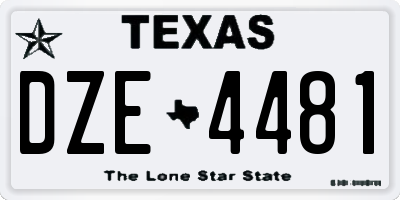 TX license plate DZE4481