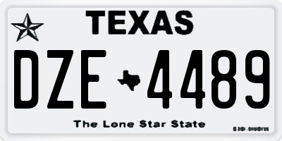 TX license plate DZE4489