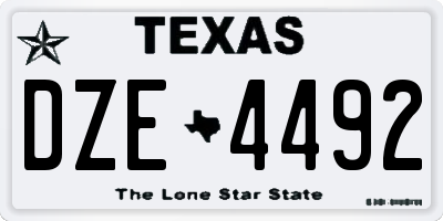 TX license plate DZE4492