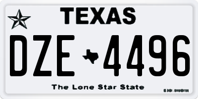 TX license plate DZE4496