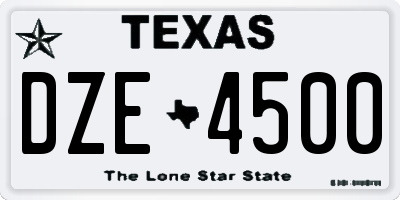 TX license plate DZE4500