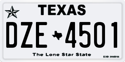TX license plate DZE4501