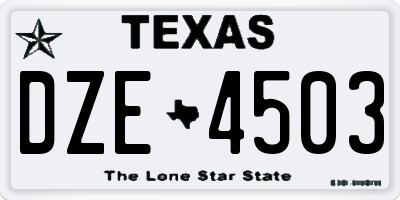 TX license plate DZE4503