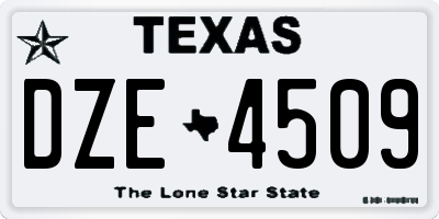 TX license plate DZE4509