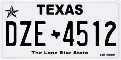 TX license plate DZE4512