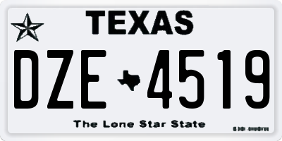 TX license plate DZE4519