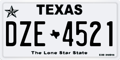 TX license plate DZE4521